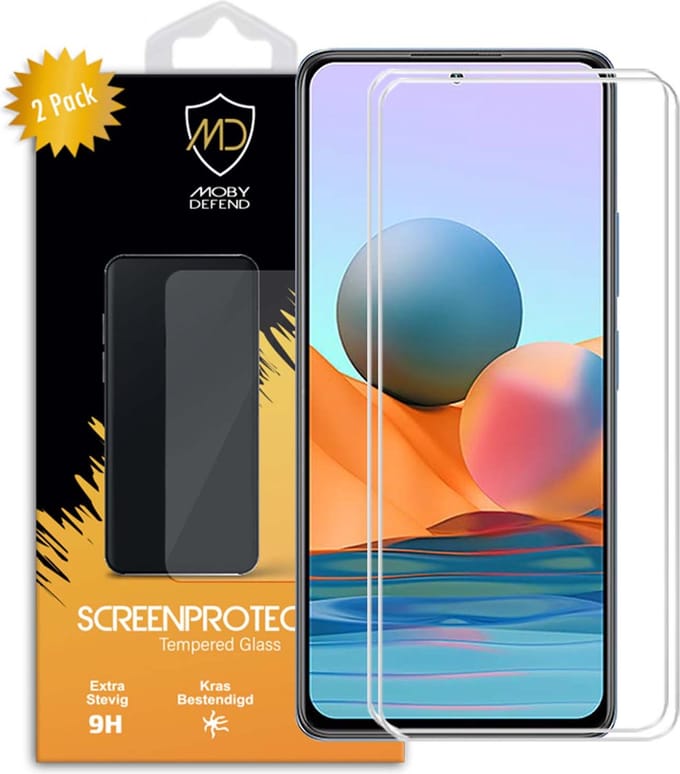 2-Pack MobyDefend Screenprotectors - Geschikt voor Xiaomi Redmi Note 10 Pro - Case-Friendly Screensavers - Gehard Glas