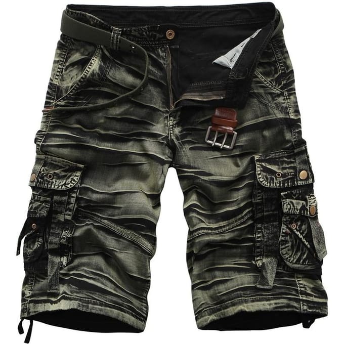 Zomer heren losse grote maten casual camo korte broek cargoshorts 38 legergroene kleur