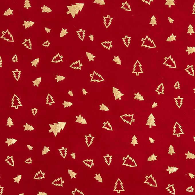 Feeric lights & Christmas Kerst stof/tafelloper - rood - kerstbomen -300 x 28 cm - polyester