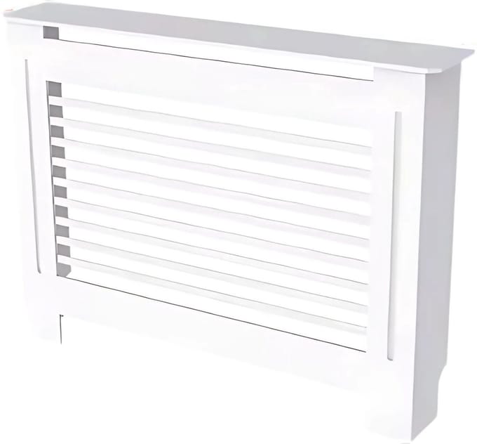 Radiatorombouw Valora - 111x92 cm - Ombouw rooster - Horizontale panelen - MDF - Stijlvol - Wit