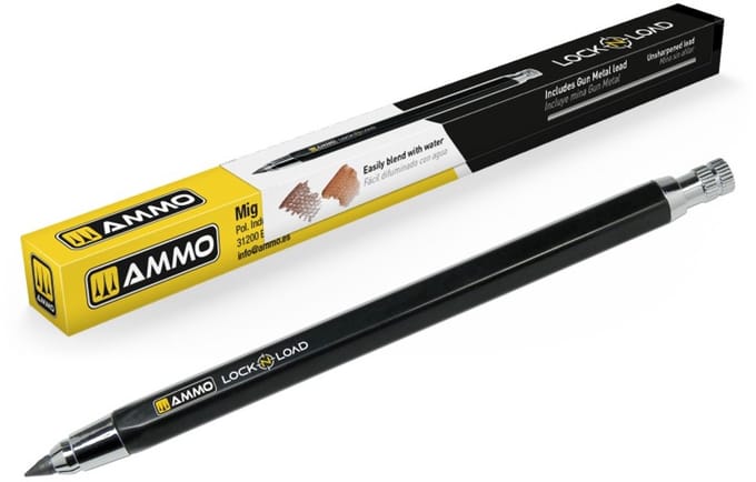 AMMO by Mig Jimenez Modelbouwdecoratie - MIG 8313 LOCK 'N LOAD - Herlaadbaar Technisch Potlood voor Verwering van Modelbouw Effecten set