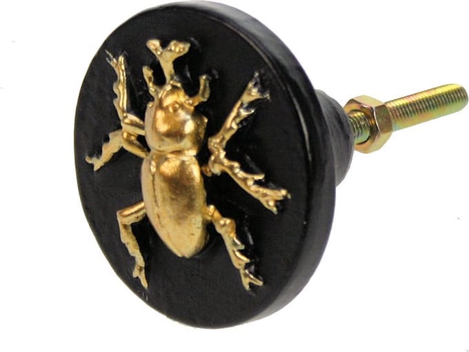 Deurknop rond Insect zwart/goudkleur Ø4,7x6cm