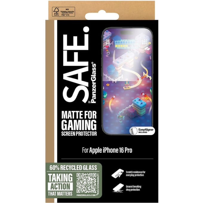 SAFE by PanzerGlass Gaming Screenprotector Ultra Wide Fit met applicator geschikt voor Apple iPhone 16 Pro