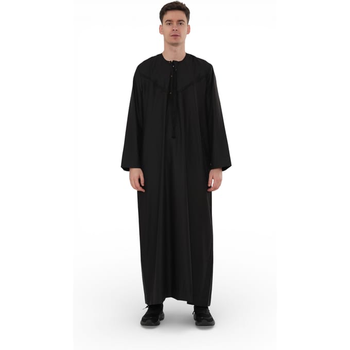 Heren Eid Zwart Marokkaanse Jubba Robe Djellaba Ramadan Eid Thobe - HM11
