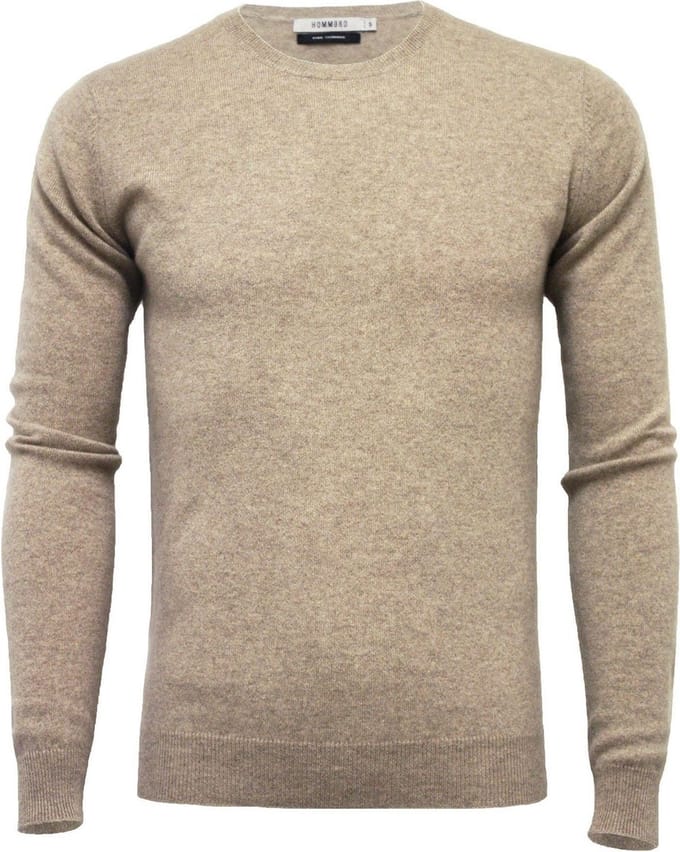 Hommard Pure Cashmere Crew Neck Sweater, Camel, 100% Cashmere, Medium, Trui, Unisex, Kasjmier, Ronde nek, Pullover