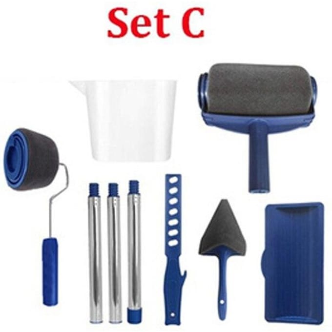 Multifunctionele muur decoratieve verfroller Hoekborstelhandvat Tool DIY Huishoudelijk Eenvoudig te bedienen schilderborstelset Set C