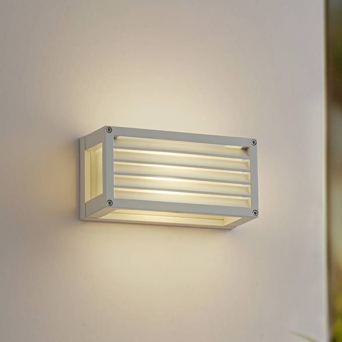 Lucande - Wandlamp buiten - 1licht - Aluminium, glas - H: 12.5 cm - E27 - wit, melkglas