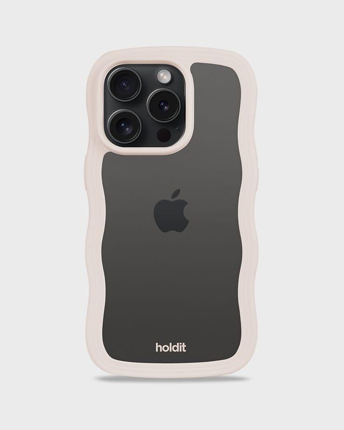 Phone Case Wavy Light Beige/Transparent iPhone 14 Pro