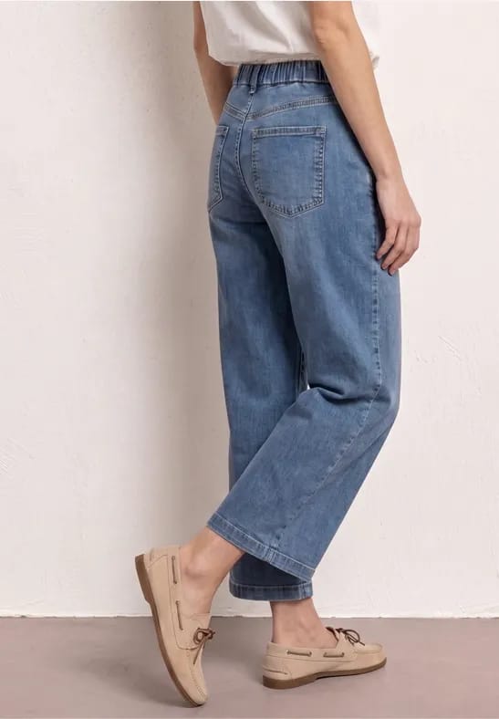 7/8 Denim culottes met mid waist en knoopdetails