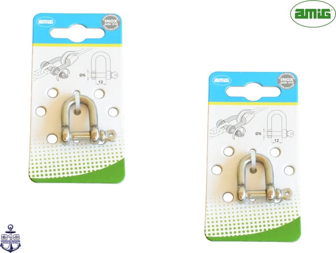 AMIG – D Sluiting 6mm M6 – 2 stuks – RVS 316 – Zeewater en Zuur Bestendig - Harpsluiting