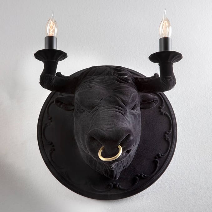 Karman Corrado wandlamp zwart van fluweelkeramiek