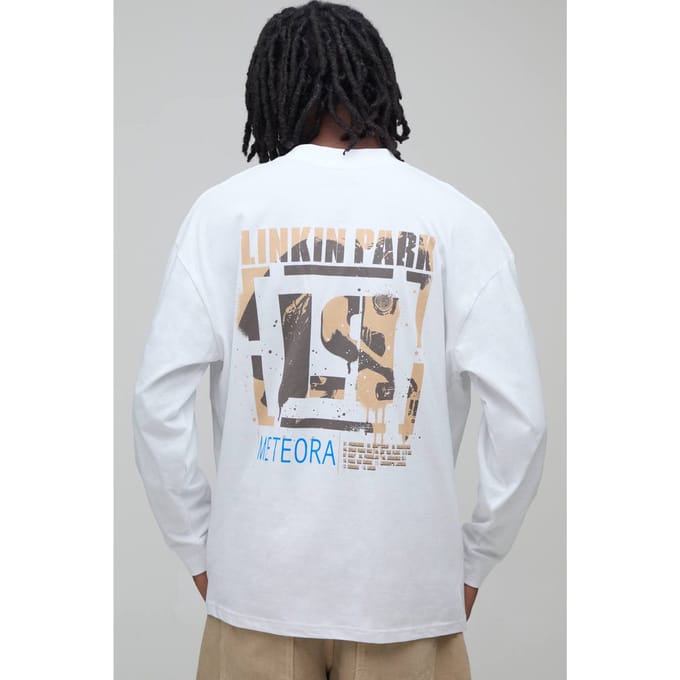 Regular Long Sleeve Linkin Park Licentie Print T-shirt | White | Size Small
