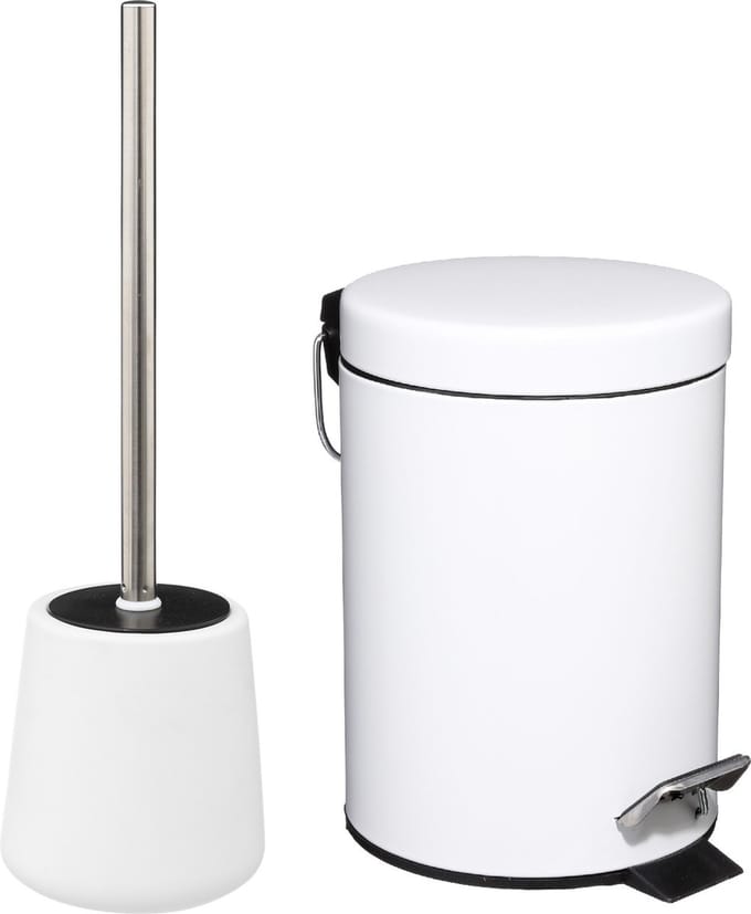 5Five Badkamer/toilet accessoires - WC-borstel en pedaalemmer 3L - wit