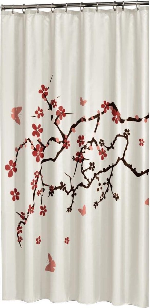 Sealskin Blossom - Douchegordijn 180x200 cm - Polyester - Rood