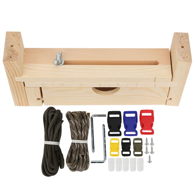 Paracord Armband Weef Jig Kit Houten Verstelbare Polsband Ketting Maker DIY Craft Fixing Tool beige