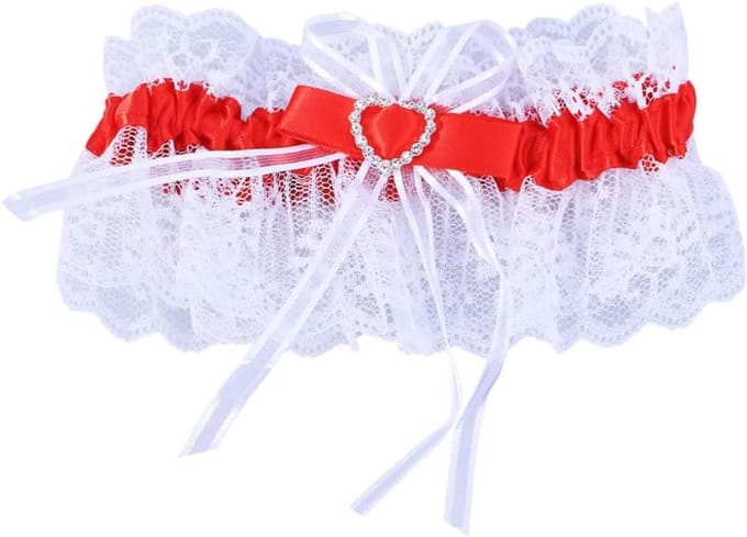 Bruids Kousenband - Lace Garter - Bruiloft Accessoire - Crystal Versiering - 40 cm - Wit