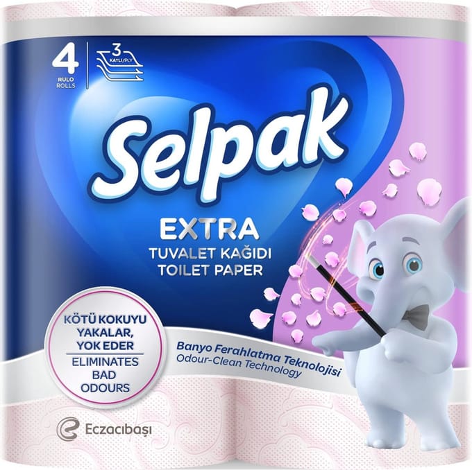 Extra Toiletpapier 3-laags 4 Rollen met Geurreinigingstechnologie