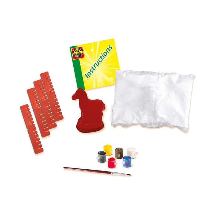 SES Creative Gieten en Schilderen Set - Paard 3D met Verf en Penseel - Vanaf 5 Jaar - Knutselen - Sneldrogend - Schoencadeautjes Sinterklaas
