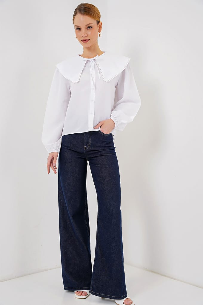 Poplin Baby Kraagshirt met Strik
