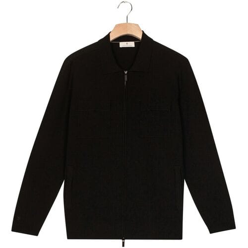 Thomas Maine Vest Full Two-Way Zip Half Milano Knit Double Chest Pocket Zwart / male