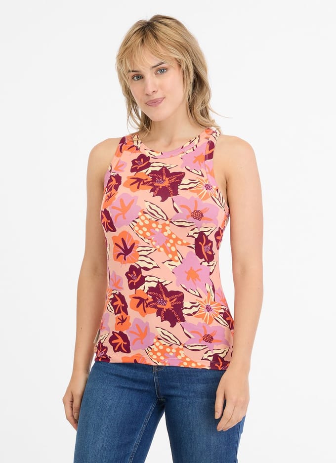 Top Julyana roze print mouwloos hemd Ragwear - maat S