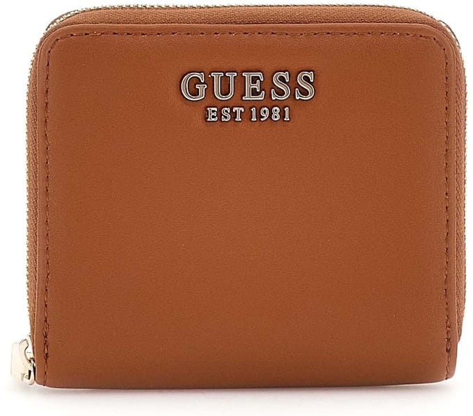 GUESS portemonnee Talent SLG Small Zip Around Wallet Caramel Lichtbruin