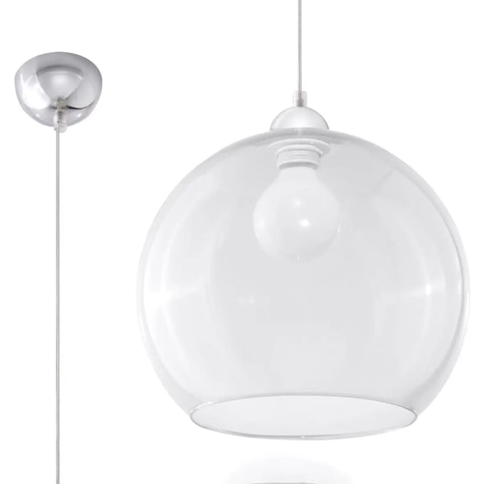 Sollux Lighting Hanglamp Ball - 120x30x30cm - E27 - transparant - staal/glas