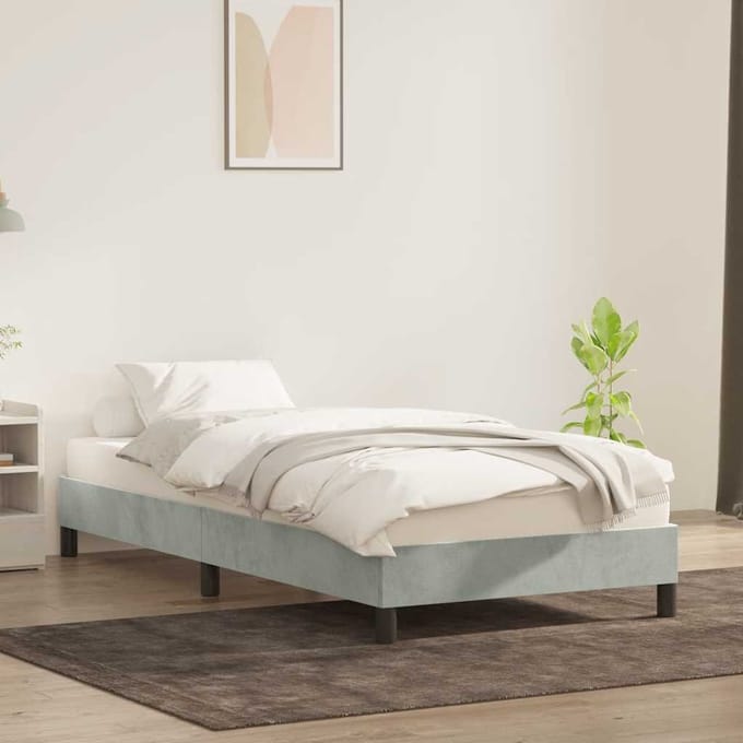 vidaXL - Bedframe - zonder - matras - 80x210 - cm - fluweel - lichtgrijs