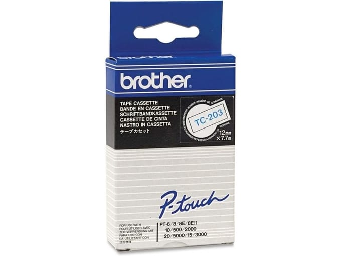 TC-203 - 12mm - blue on white for PT-8E/ PT-2000 / PT-3000 / PT-5000