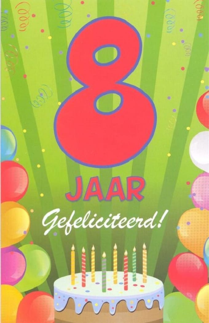 Wenskaart 8 Jaar Gefeliciteerd - Gratis verzonden