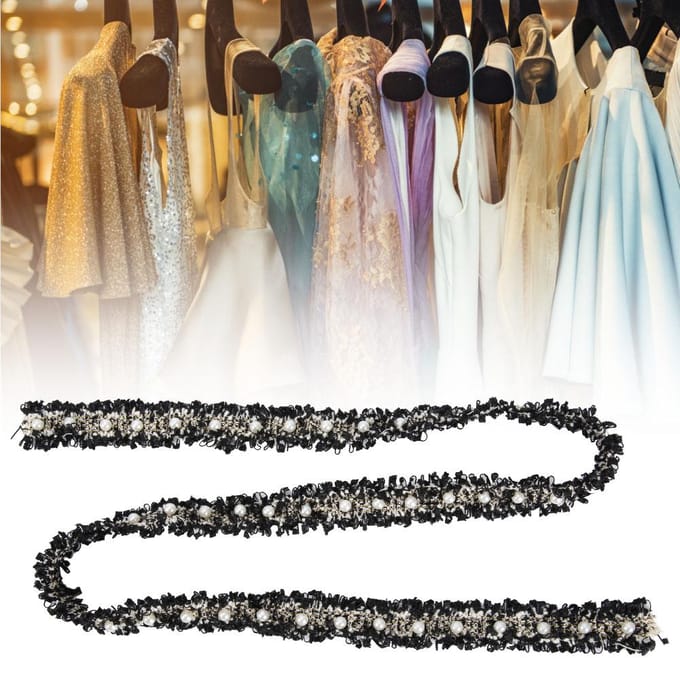 Dentelle Bordure Longueur 2 Yards Accessoire de Décoration DIY Tissu Textile Maison Pièce Décorative(Noir)
