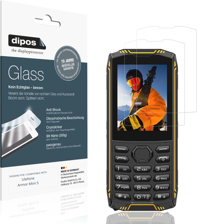 dipos – 2x Pantserfolie geschikt voor Ulefone Armor Mini 5 | 9H Screenprotector