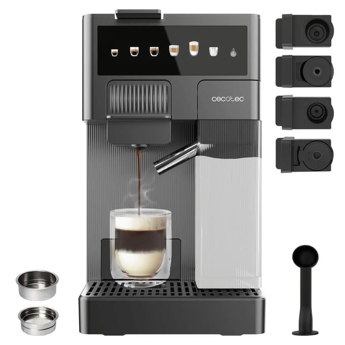 Cecotec FreeStyle Latte T Espresso Machine 1.6L 20bar Black 4in1 Pods & Ground Compatible