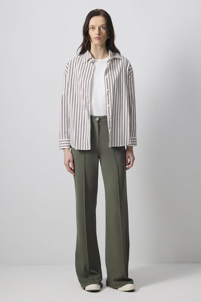Touché Privé - Soepelvallende jersey broek - Khaki - Dames