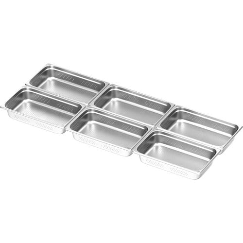 GGM Gastro (6 stuks) RVS GN-bak GN 1/1 - geperforeerd - hoogte: 100mm zilver