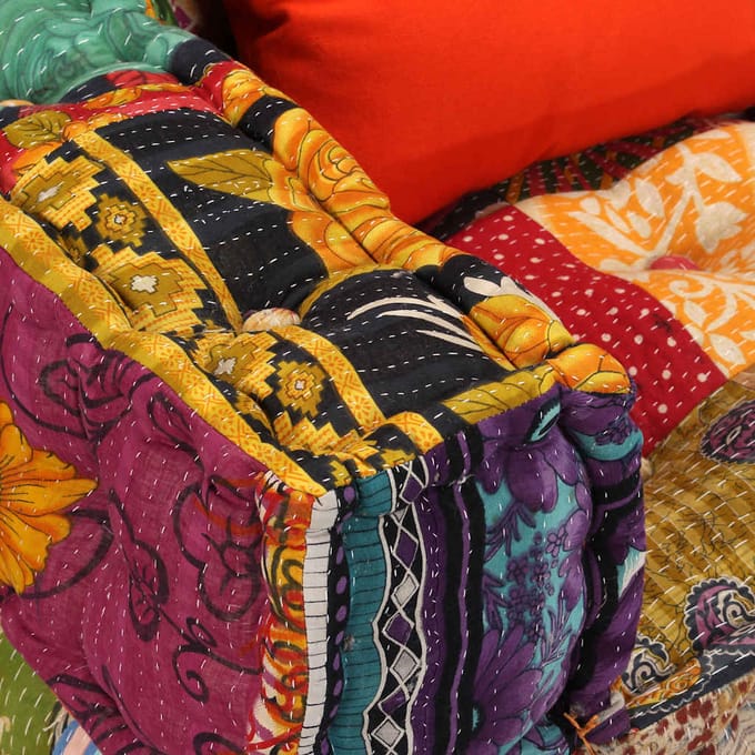 vidaXL - Poef - tweezits - modulair - stof - patchwork