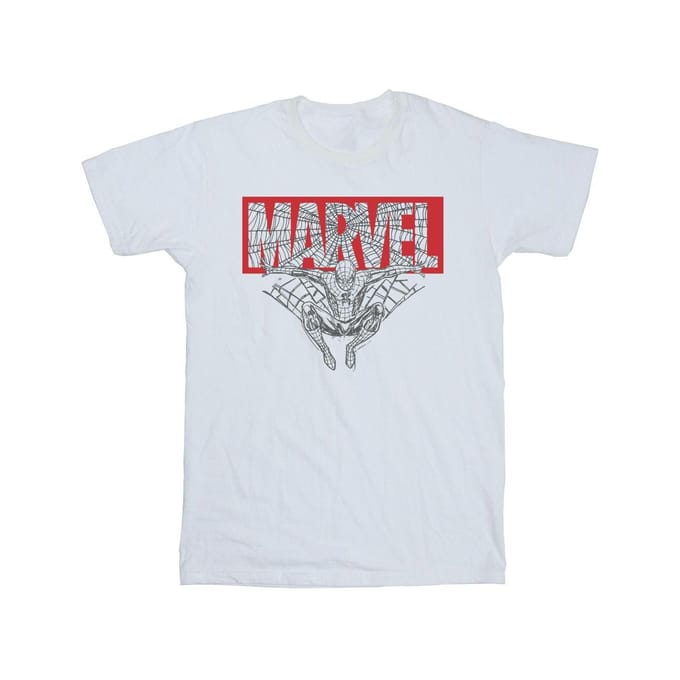 Marvel Heren Spider Man Logo Rood T-Shirt (Wit)