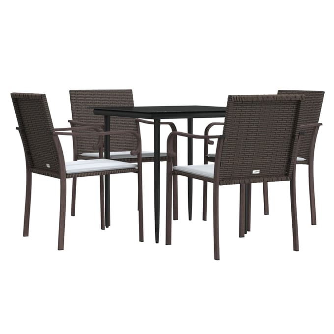 vidaXL - 5-delige - Tuinset - met - kussens - poly - rattan - en - staal