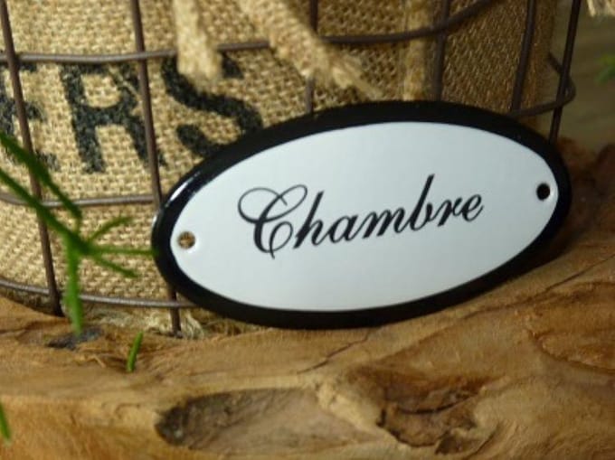 Emaille deurbordje ovaal 'chambre'