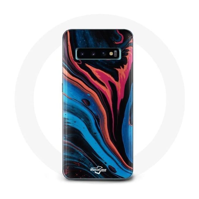 Coque pour Samsung Galaxy S10 Texture abstraite bleu noir rouge