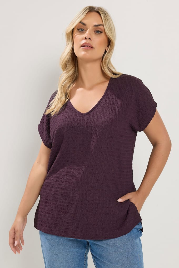Yours Paars Tshirt Met Textuur Size 42