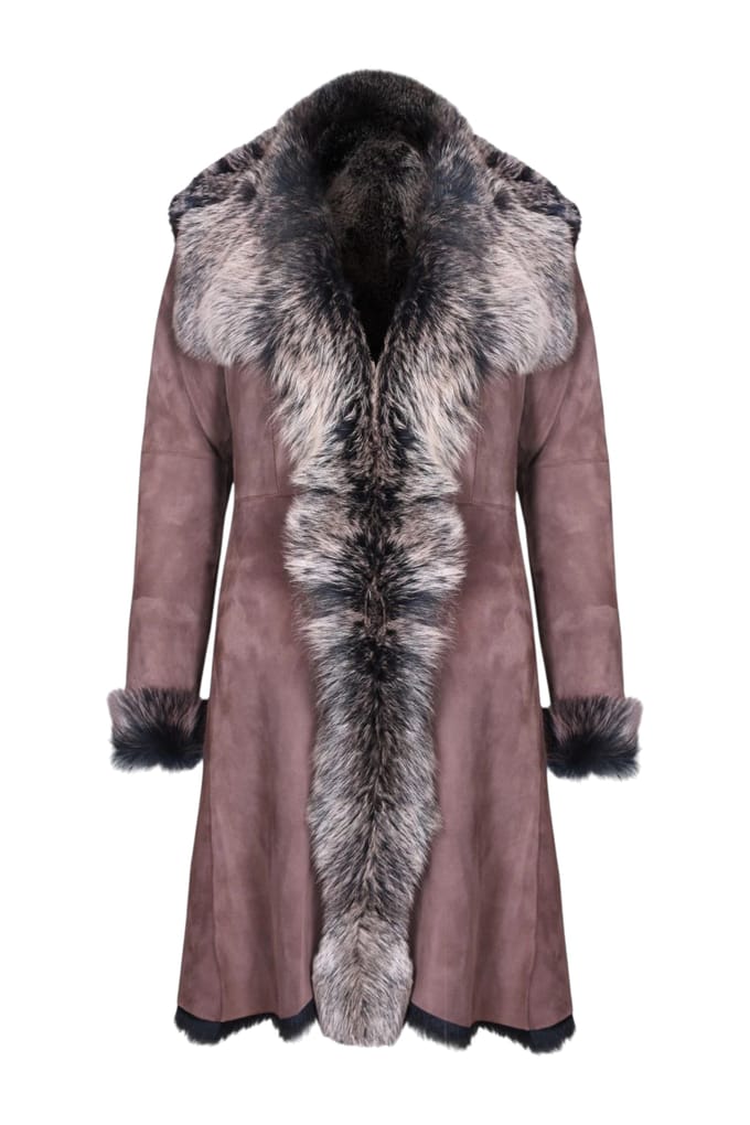 Dames trenchcoat van bruingoud Toscaanse schapensuède - Celeste
