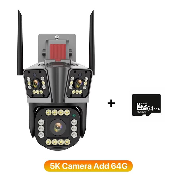 WIFI IP-camera 5K 12MP HD-camera met drie lenzen Buiten 4K Dual Lens Bewegingsdetectie Beveiligingscamera Waterdicht Toezicht 5K Camera