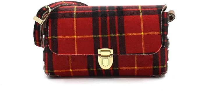 Rode schoudertas met ruit motief - klein model - 100% Leer