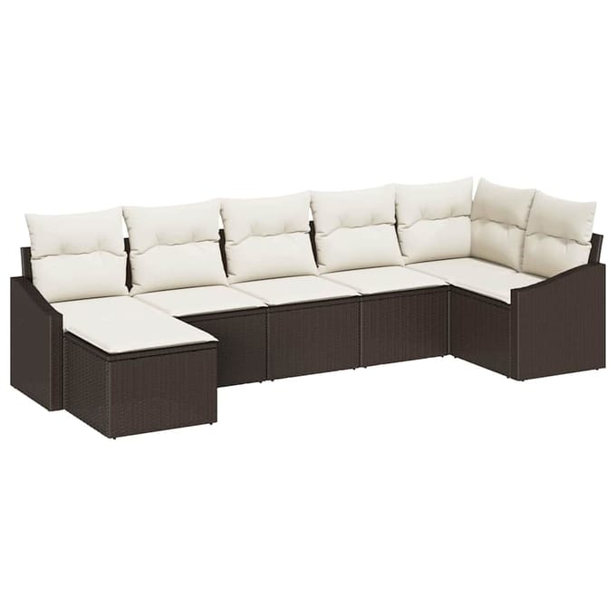 vidaXL Bankstel 7 st Bruin poly rattan