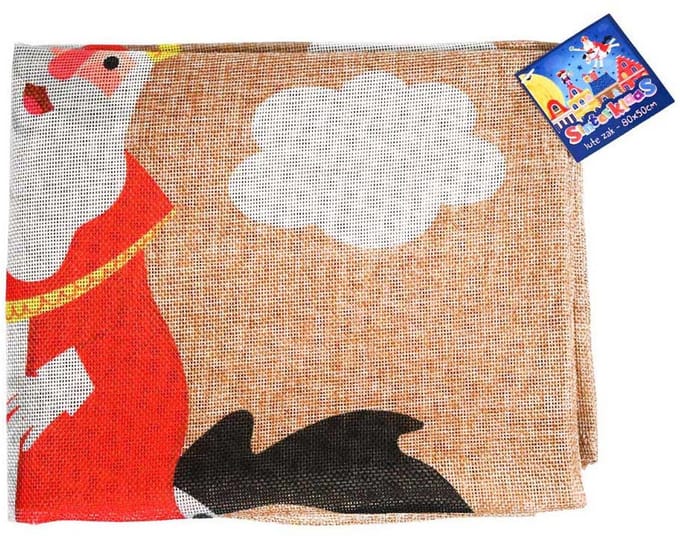 Johntoy jute zak Sinterklaas cadeauzak 80x50 cm herbruikbaar.