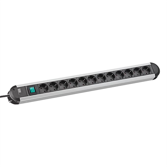 BACHMANN stekkerdoos ALU 12-voudig, 45°, met schakelaar, 1,75m