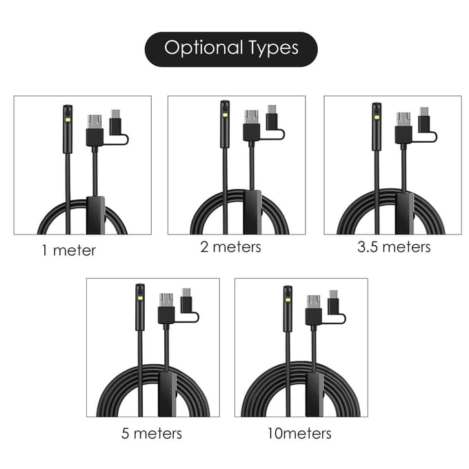 Industriële Endoscoop Borescope Inspectie Camera 3-in-1 Interface Vervanging voor Type-C/ Android/ 2m hw 5.5mm gray