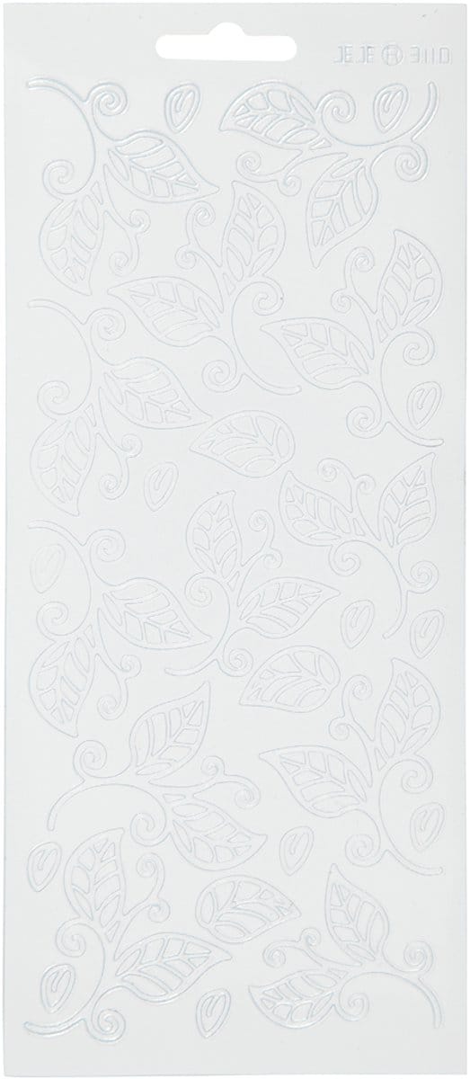Stickers, bladeren, vel 10x23 cm, wit, 1 vel
