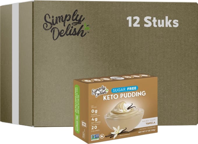 Simply Delish | Sugar Free Instant Pudding | Vanilla | 12 stuks | 12 x 48g